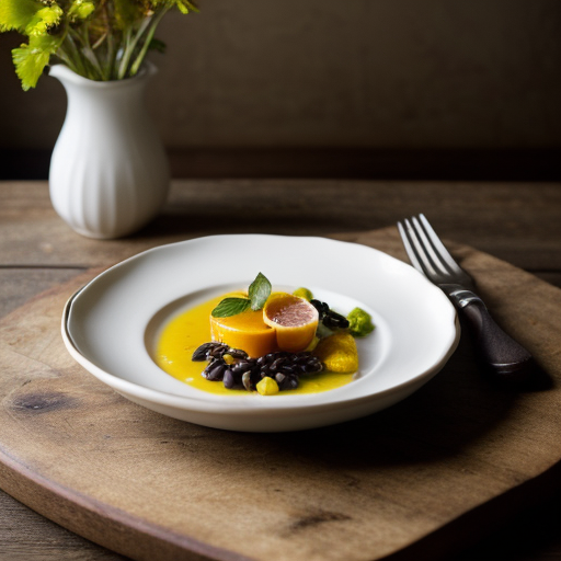 Mahi Saute With Grapefruit Mojo and Black Bean Puree recipe image