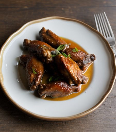 Mahogany Chicken Wings With Green Papaya Sala recipe image