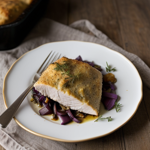 Make-Ahead: Chicken Baked With Red Onions And recipe image