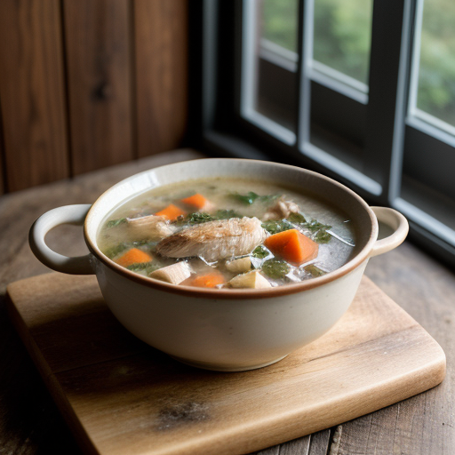 Make-Ahead: Chunky Chicken Soup With Winter V recipe image
