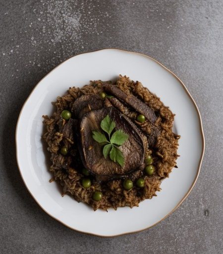 Maklouba (Upside Sown Eggplant-Lamb Rice Casserole recipe image