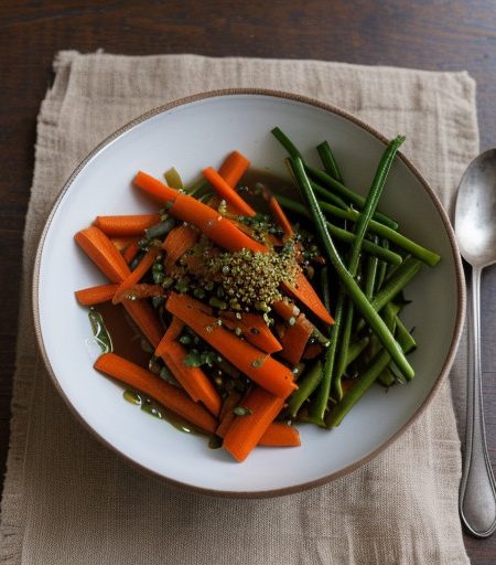 Mange Tout & Carrots With Soy Sauce. recipe image