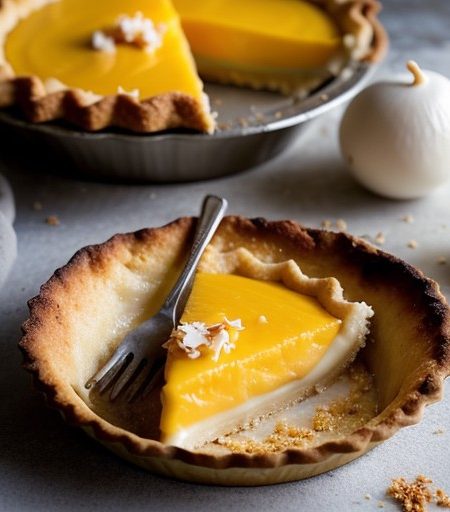 Mango-Coconut Pie With Mango Coulis recipe image