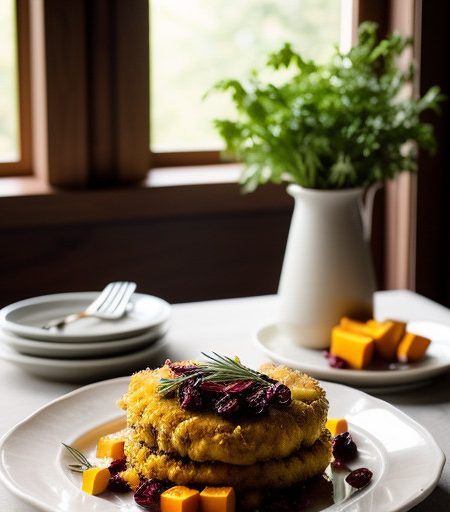 Maple & Dried Cranberry Chicken W/Butternut Squash Gratin recipe image
