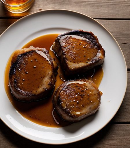 Maple Glazed Pork Chops With Whiskey Buttered recipe image