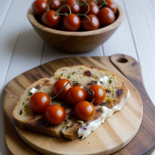 Marinated Cherry Tomatoes Over Garlic Bread recipe image