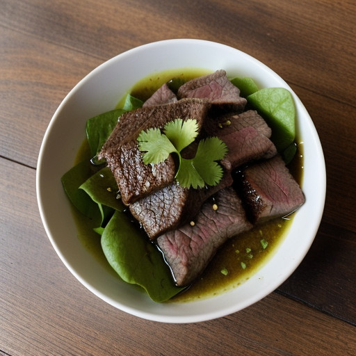 Marinated Cubed Beef With Lime Sauce (Cambodian recipe image