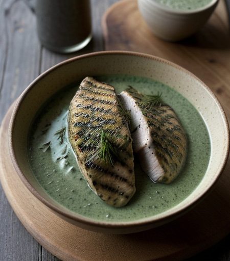 Marjoram Grilled Chicken With Dill/Chive Sauce recipe image