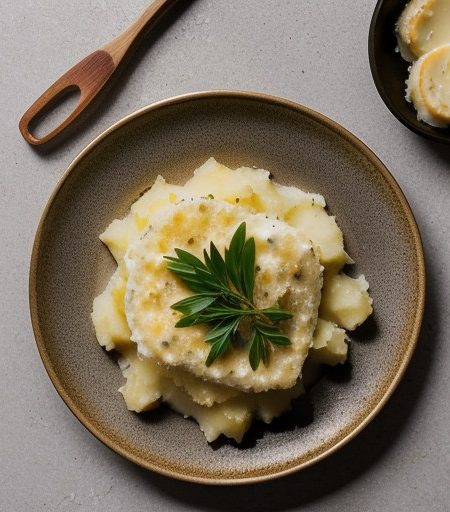 Mashed Potato Gratin With Garlic & Onions recipe image