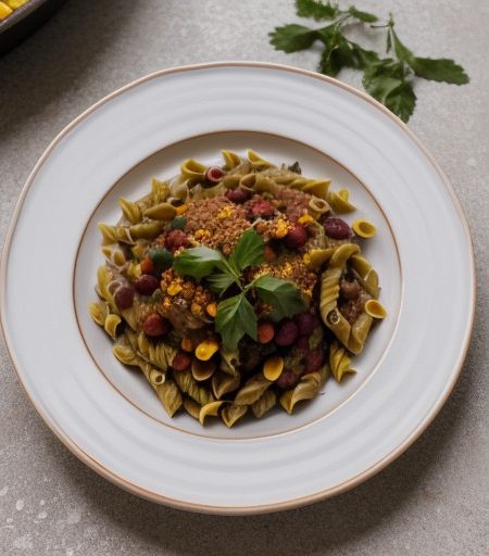 Meatless Chili & Pasta recipe image