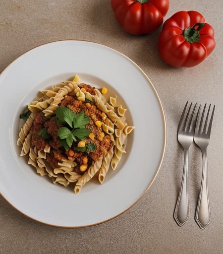 Meatless Chili and Pasta recipe image