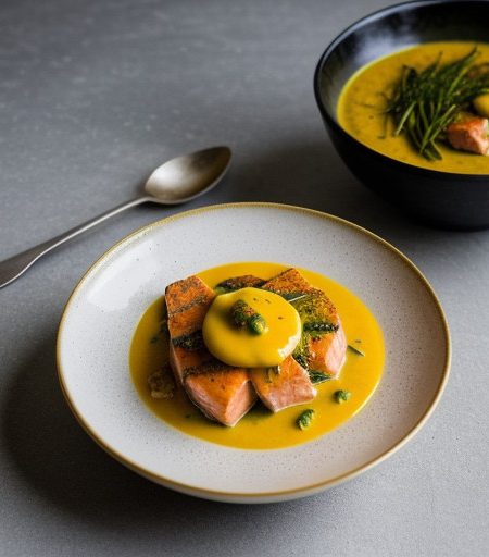 Medallions of Salmon With Saffron Sauce recipe image