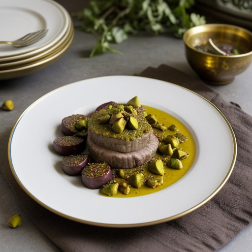 Medallions of Veal With Pistachio Butter Sauc recipe image