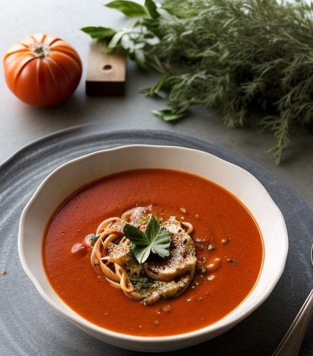 Mediterran Tomato Soup With Pasta recipe image
