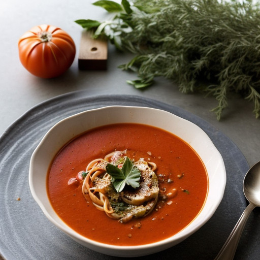 Mediterran Tomato Soup With Pasta recipe image