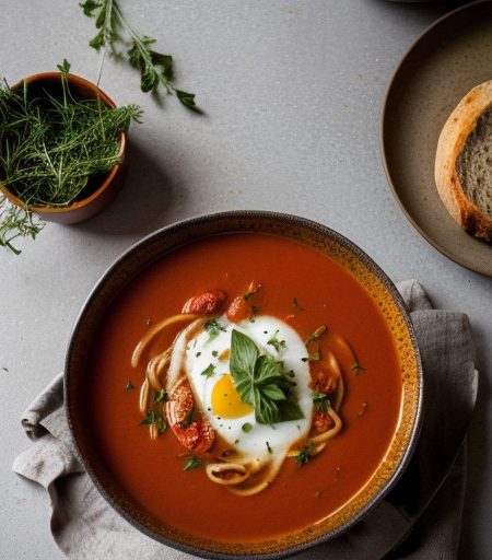 Mediterran Tomato Soup With Pasta recipe image