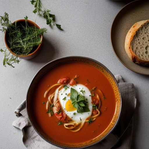 Mediterran Tomato Soup With Pasta recipe image