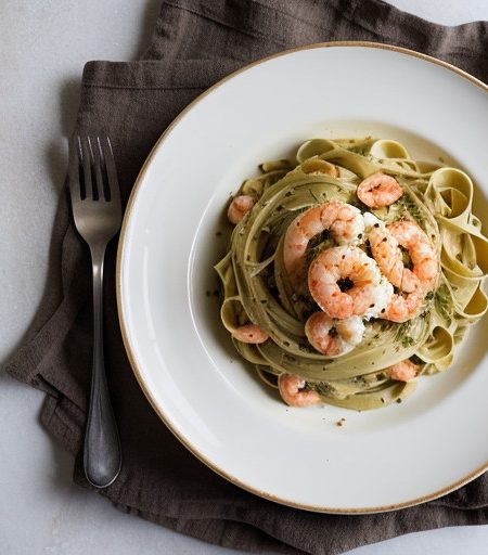 Mediterranean Fettuccine With Shrimp & Spin recipe image