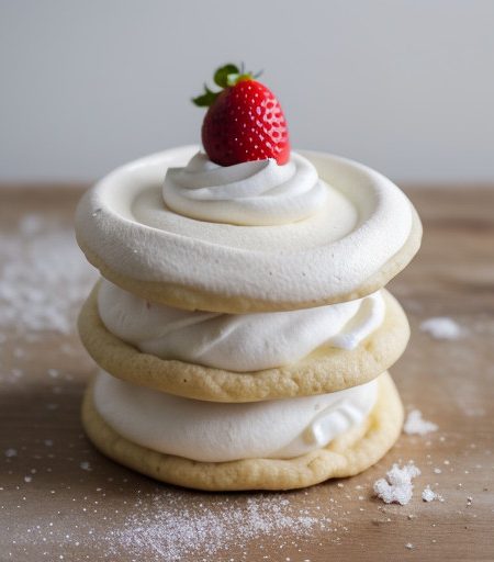 Meringue Cookies W/Fresh Strawberries recipe image