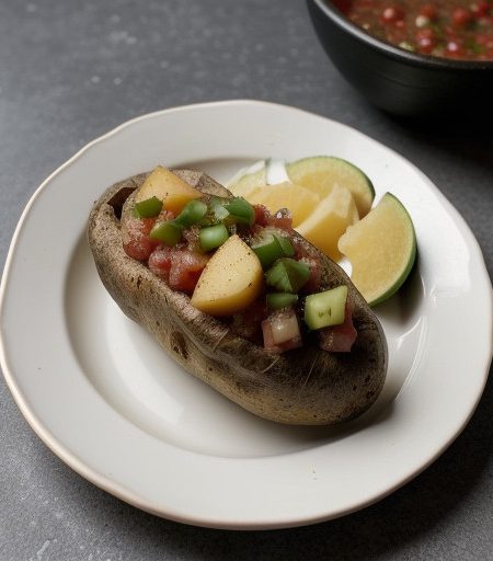 Microwaved Baked Potatoes With Salsa recipe image