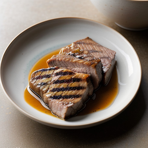 Miso- & Maple-Marinated Pork With Apple & Oni recipe image