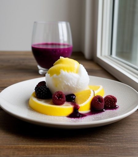 Mixed Berry Compote With Lemon Sorbet recipe image