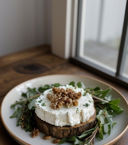 Mixed Greens With Baked Goat Cheese recipe image