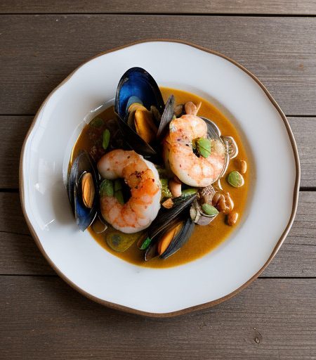 Monkfish With Shrimp, Mussels and Almonds recipe image