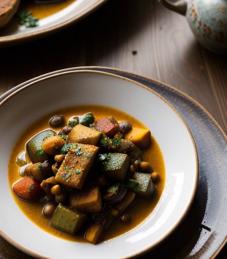 Moroccan Vegetable Stew With Roasted Buckwhea recipe image