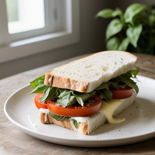 Mozzarella Tomato and Basil Sandwich - Country Living recipe image