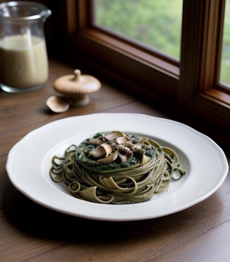 Mushroom Fettuccine Florentine recipe image