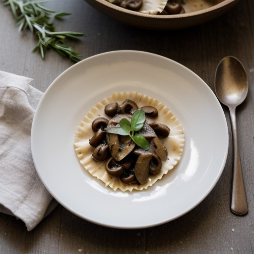 Mushroom Ravioli With Garlic Sauce recipe image