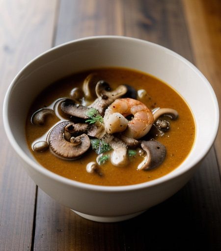 Mushroom~ Roasted Red Pepper & Shrimp Soup recipe image