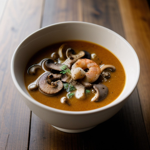 Mushroom~ Roasted Red Pepper & Shrimp Soup recipe image