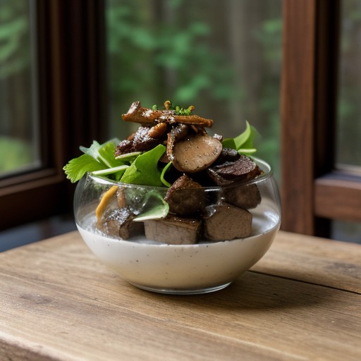 Mushroom Salad, With Pan Fried Duck Liver, & Beluga Cavia recipe image