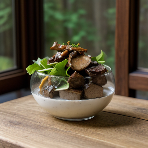 Mushroom Salad, With Pan Fried Duck Liver, & Beluga Cavia recipe image