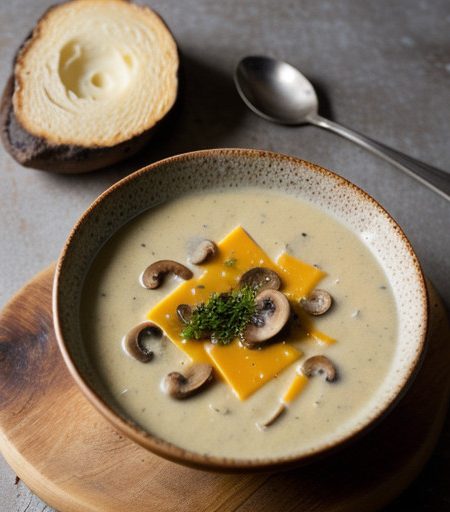 Mushroom and Cheddar Cheese Soup recipe image