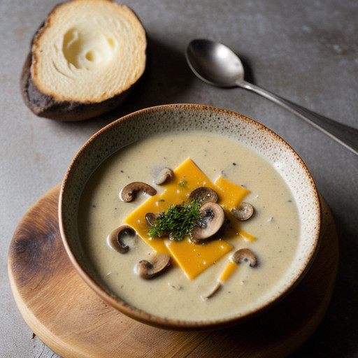 Mushroom and Cheddar Cheese Soup recipe image