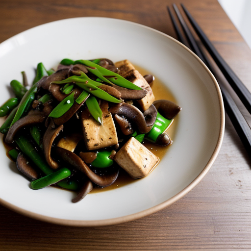 Mushrooms Tofu & Snow Peas in Soy Ginger Sauc recipe image
