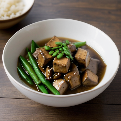 Mushrooms Tofu & Snow Peas in Soy Ginger Sauce recipe image