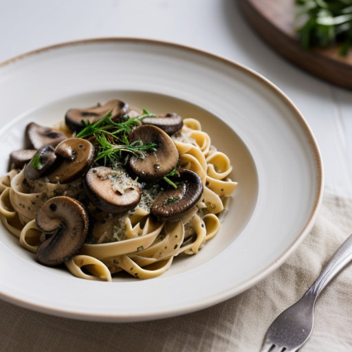 Mushrooms and Pasta in Garlic-Parmesan Sauce recipe image