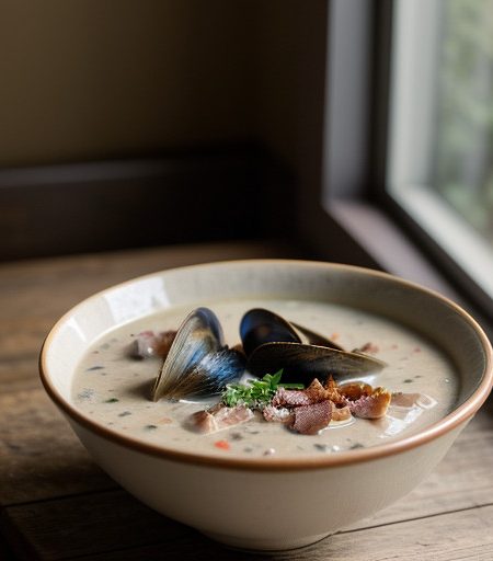 Mussel & Bacon Soup (Marguerite Patten recipe image