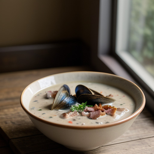 Mussel & Bacon Soup (Marguerite Patten recipe image