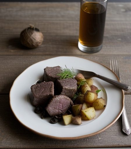 Noisettes of Lamb With Truffle and Lyonnaise Potatoes recipe image