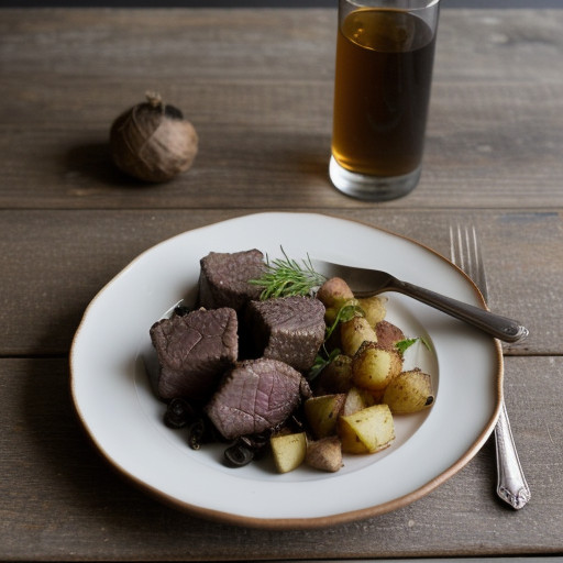 Noisettes of Lamb With Truffle and Lyonnaise Potatoes recipe image
