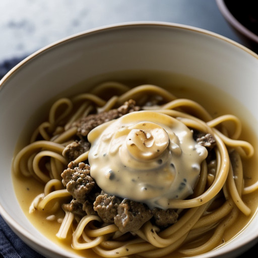 Noodles WLTH Creamy Meat Sauce recipe image