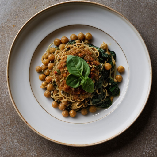 Noodles With Chickpeas & Spinach recipe image