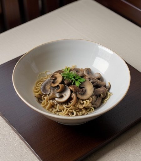 Noodles With Ham & Mushrooms recipe image