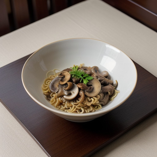 Noodles With Ham & Mushrooms recipe image