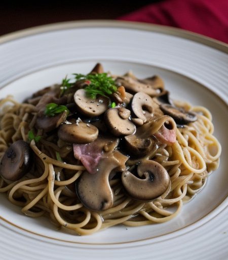 Noodles With Ham and Mushrooms recipe image